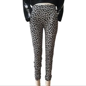 Brandy Melville Black Floral Culotte Jogger Pants